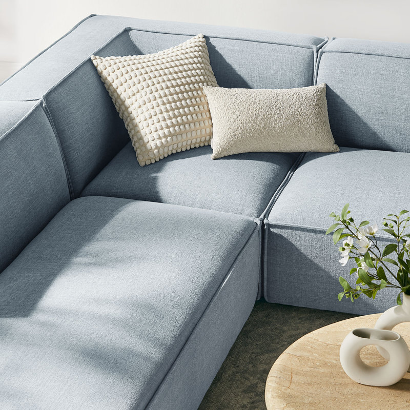 Canapé modulaire rembourré en U 6 pièces Bange Performance, Tissu Sky