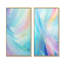 Soft Cyan Rainbow Whisper - Formes abstraites, ensemble de 2 impressions sur toile-875556927-875556923