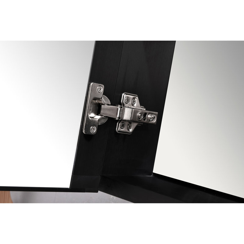 Armoire de rangement murale pour salle de bain 18 x 36 - Noir mat, aluminium, verre HD, grande capacité 18 x 36 pouces
