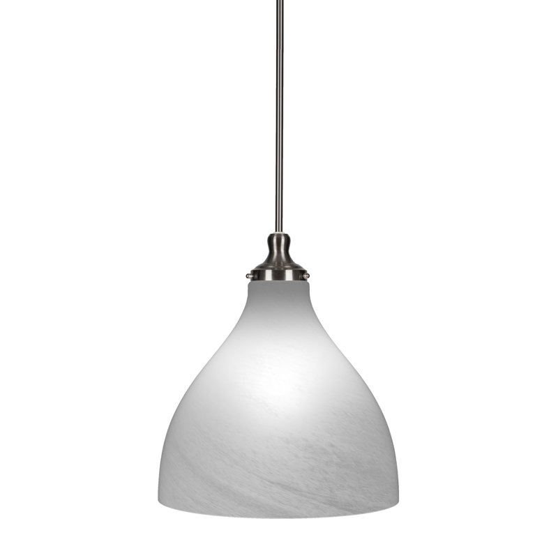Luminaire suspendu suspendu nickel avec verre en marbre blanc de 16 po, Nickel brossé