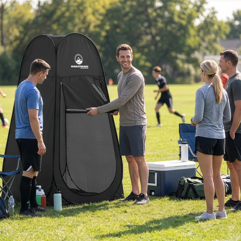 Wakeman Pop Up Pod (L) 3,3 pi x (l) 3,3 pi x (H) 6,2 pi - tente d'intimité portable, tente de camping, Noir