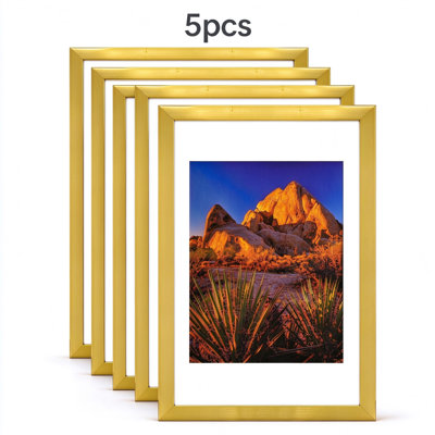 Set of 5 12×18 Picture Frames, PVC Large Wall Mount Frames with PS Glass & Acid-Free Mat – Horizontal/Vertical Display for Posters, Art Prints, Panoramic Photos