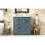 Meuble-lavabo en céramique de 76 cm (30 po) - Bois massif bleu, 3 tiroirs et 2 portes. Meuble de rangement fonctionnel avec panneaux de construction et fermeture en douceur. Pièce décorative élégante.