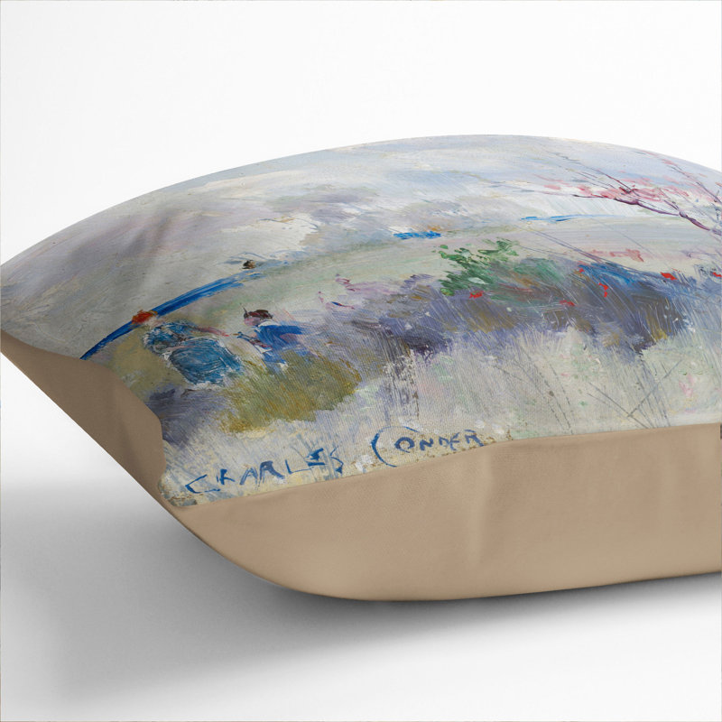 Herrick's Blossoms Square Throw Cushion, 40cm H x 40cm W x 15cm D, Stone