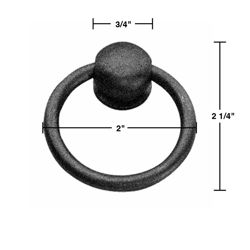 Black Matte Wrought Iron Mission Style Cabinet Ring Pulls Set