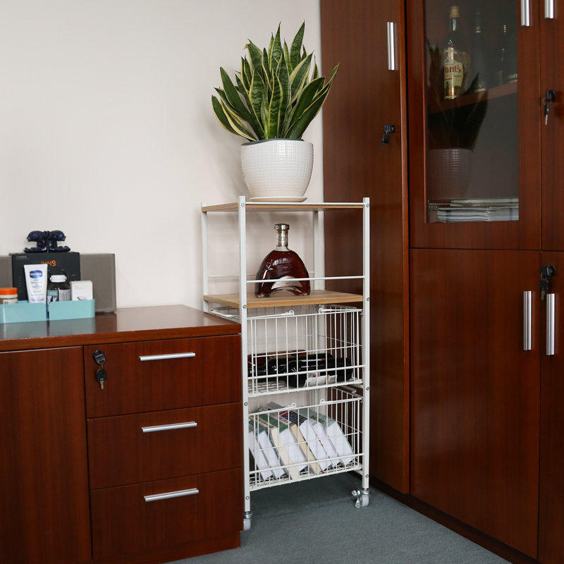 Color 16.5 " W Kitchen Cart, Natural/White