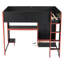 Lit double, lit mezzanine en bois, fini noir, bureau intégré, garde-robe, DEL, tiroir, rangement, expérience noir, peu encombrant, fonctionnel-913168879