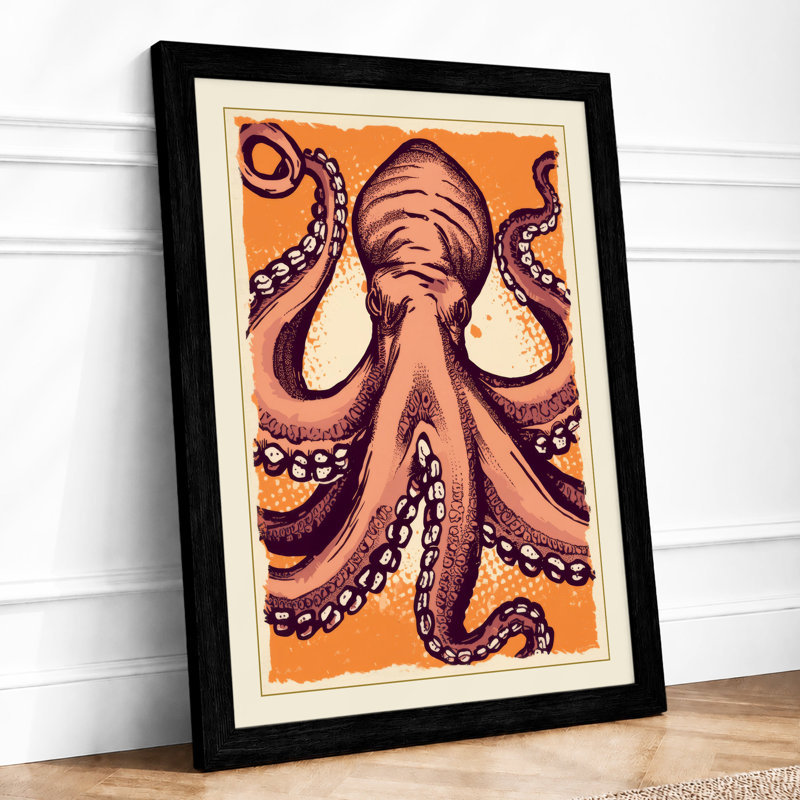 Octopus in Symmetry Boho - Framed Print, Black, A3 - 42.0 x 29.7 cm