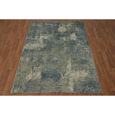 Sophisticated Distressed Look Abstract Area Rug 5x8