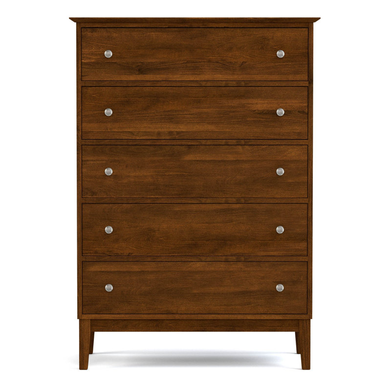 Origins 5 - Drawer Solid Wood Dresser, Nickel
