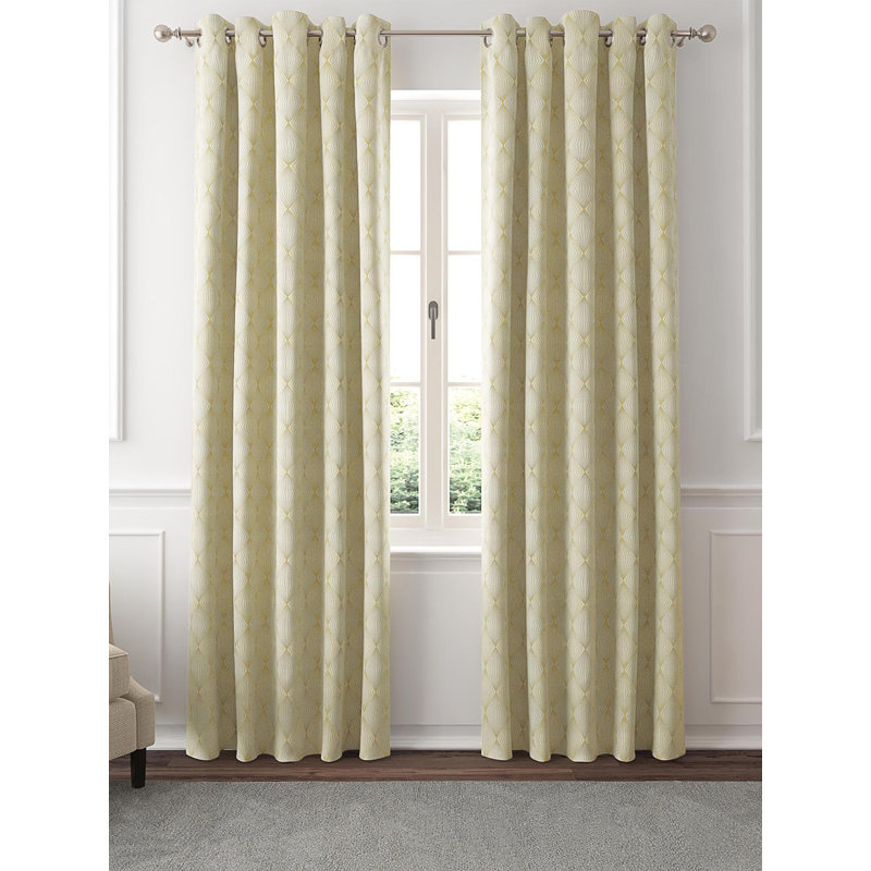 Paire de rideaux obscurcissant avec œillets Jacquard, Crème