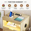 Table de chevet cannelée l 19,7 po avec haut-parleur Bluetooth, lumières à capteur RVB, chargeur sans fil-2049276744
