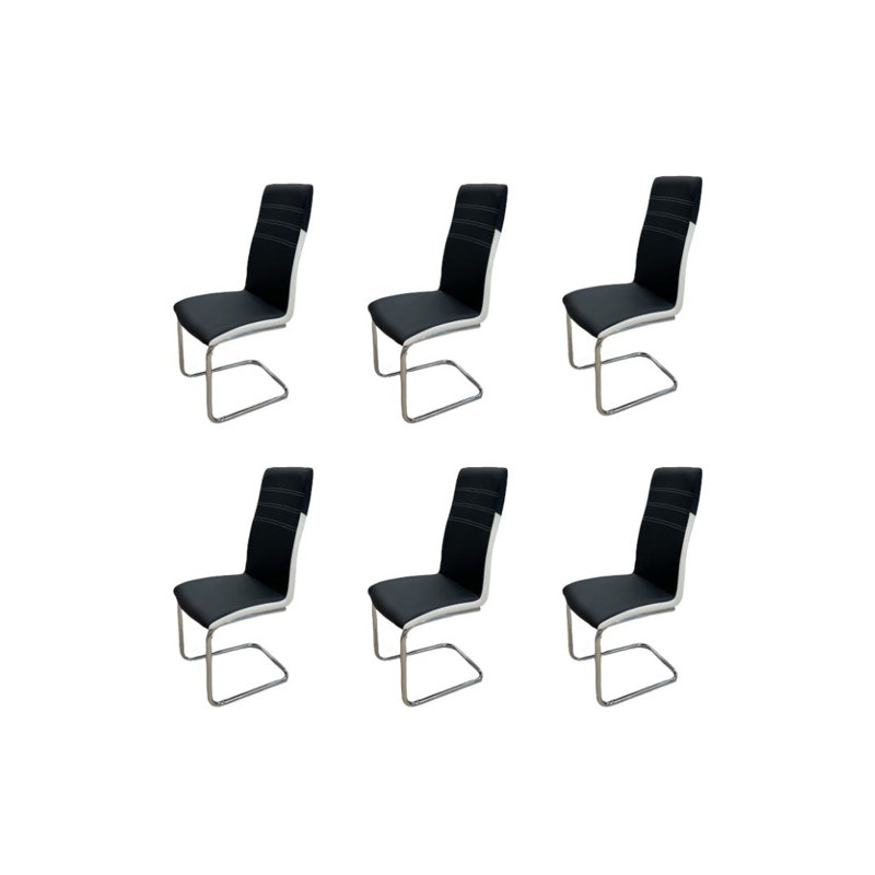 Chaise d'appoint en métal Leonce (ensemble de 6), Noir
