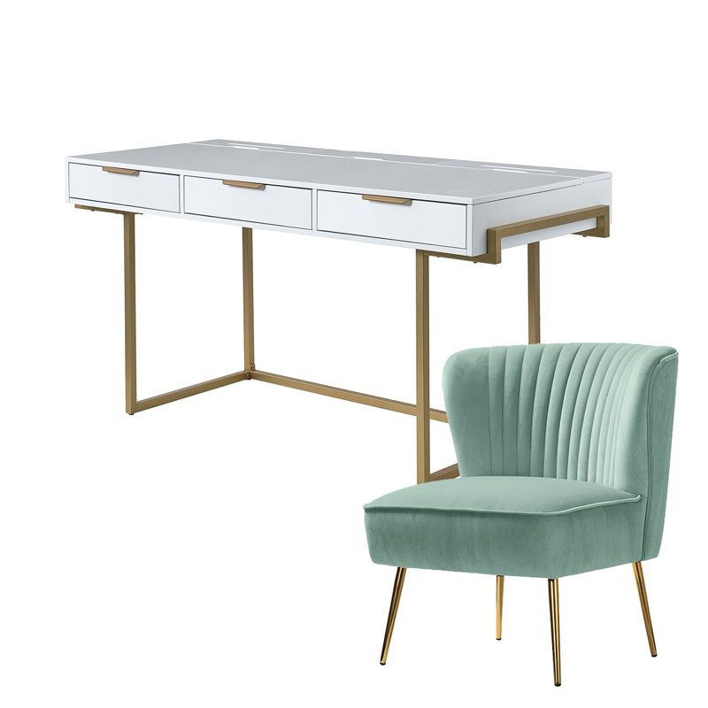 Euclid Modern 2-Piece Desk Office Chair Set, Teal