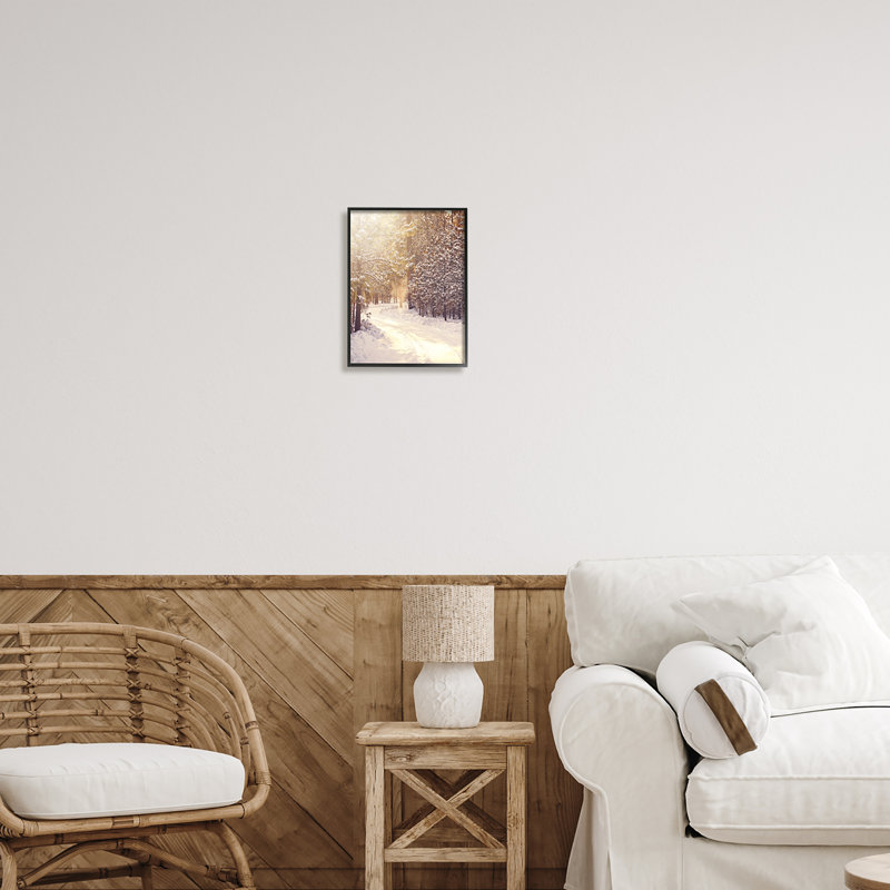 Conception d'art sur toile Stupell Industries Snowy Winter Path par Leah Straatsma, Giclée encadrée noir minuit
