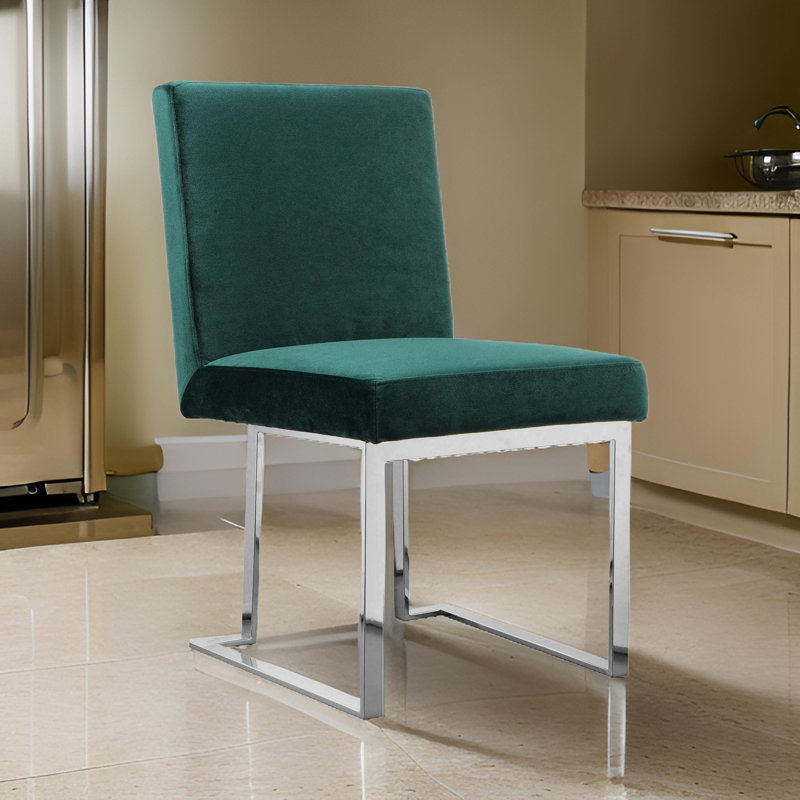 Chaise d'appoint en velours Fatoumata, Vert