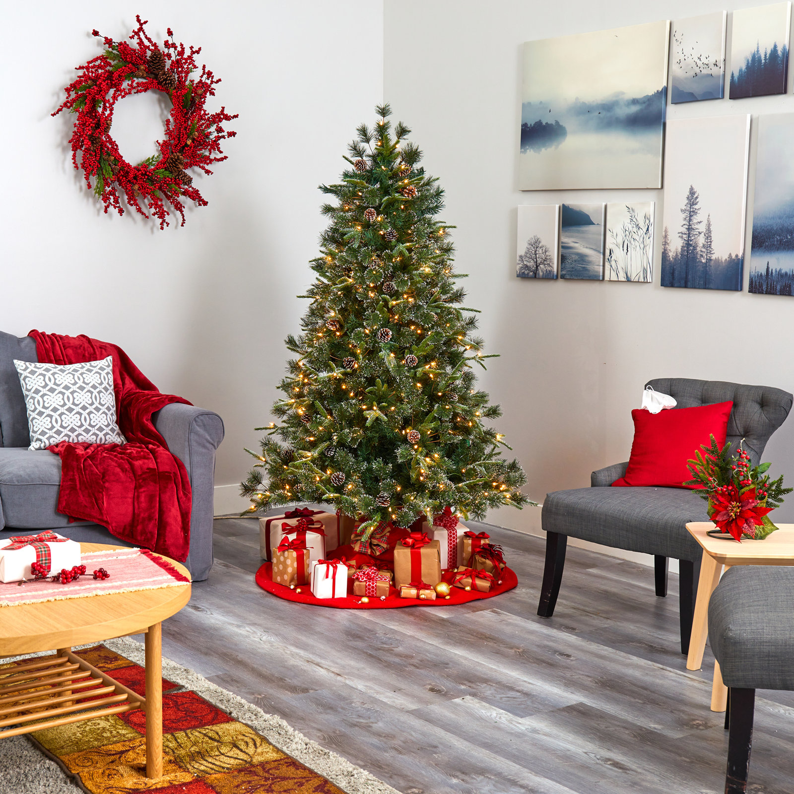 Lighted Artificial Christmas Tree, 6' H