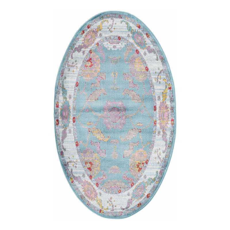 Tapis Paragon_Aqua et bleu, Ovale 3 pi 3 po x 5 pi 3 po