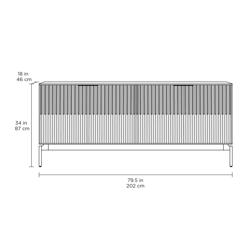 Zig 79.5'' W Credenza, Dune/Brushed Brass
