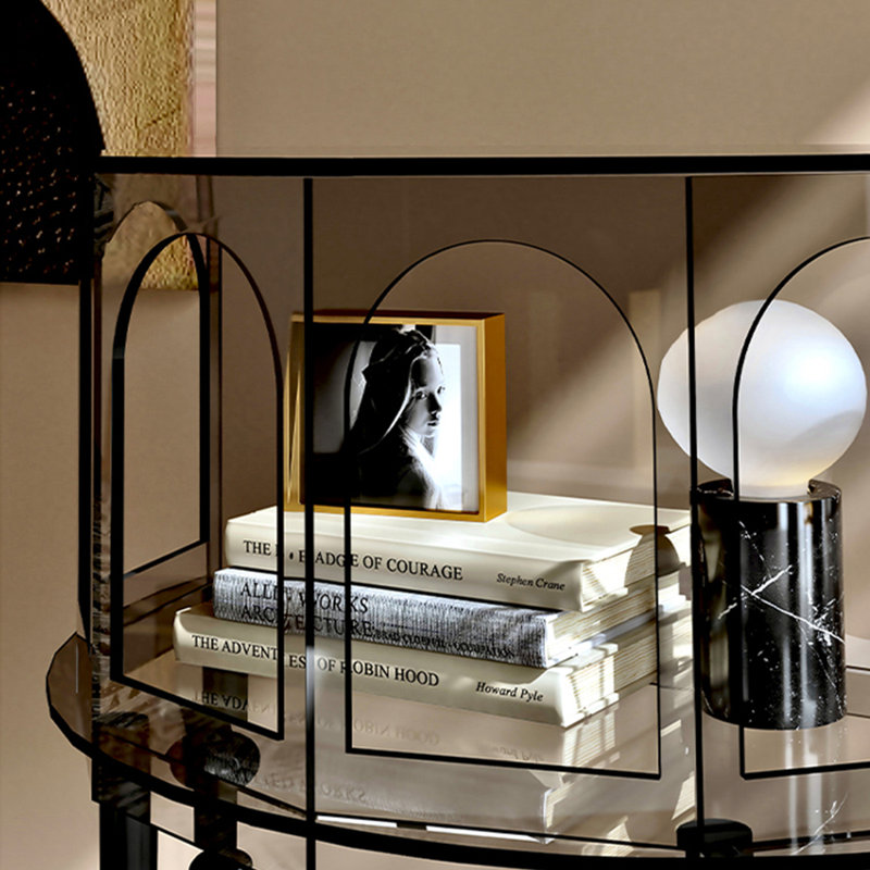 Half-circle acrylic display console table, Black