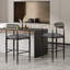 Ensemble de 2 tabourets de bar, tabourets de bar rembourrés avec dossier et pieds en fer pour îlot de cuisine, assise en tissu gris, capacité de poids de 260 lb-1229890927