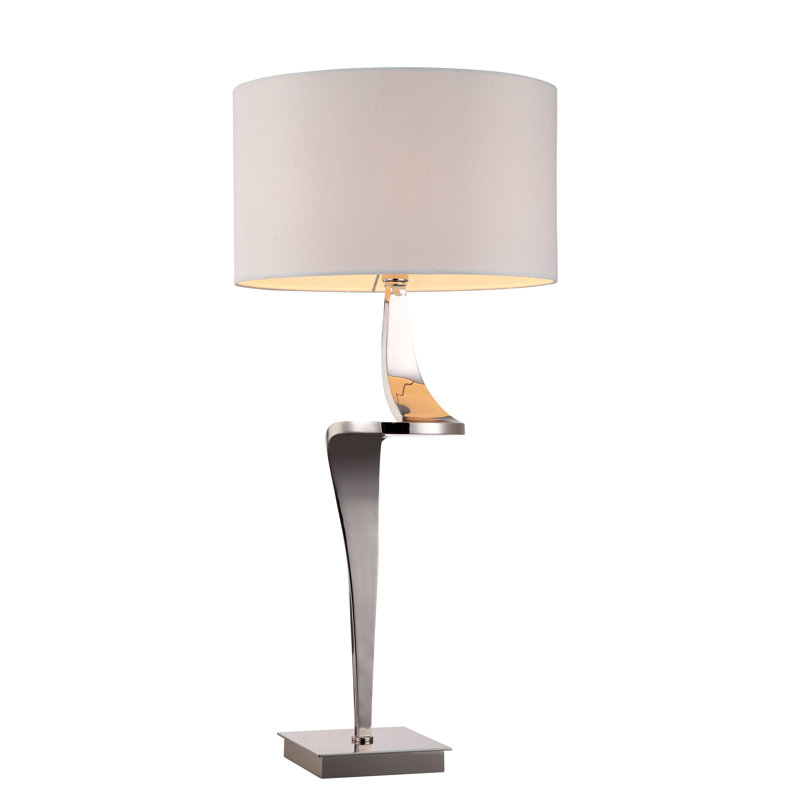 Colbert Metal Table Lamp, Silver Base/White Shade
