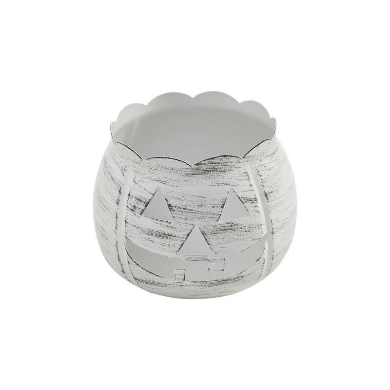 Jack-O-Lantern Candle Holder, 4.25'' H X 5.25'' W X 5.25'' D, Cream