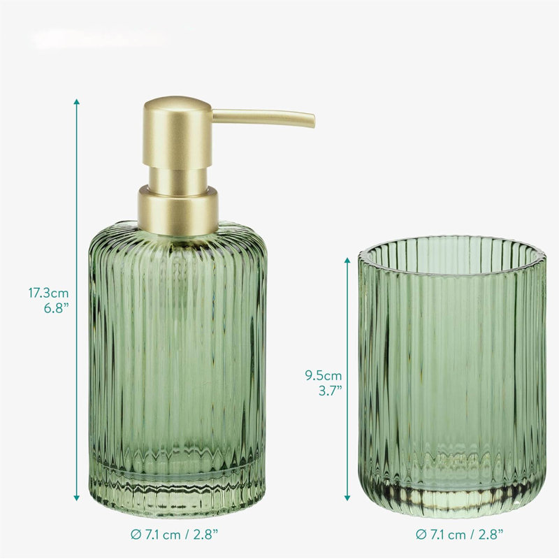Bathroom Accessory Set, Green/Gold