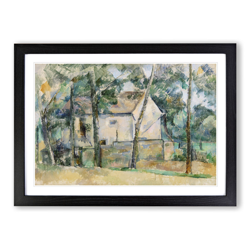 House and Trees by Paul Cezanne - Picture Frame Painting, Black Framed, 27cm H x 36cm W x 2cm D