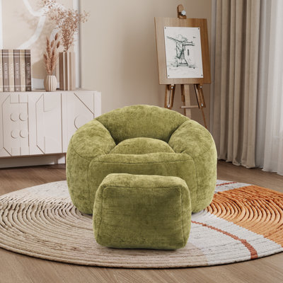 Fauteuil à billes rembourré avec repose-pieds