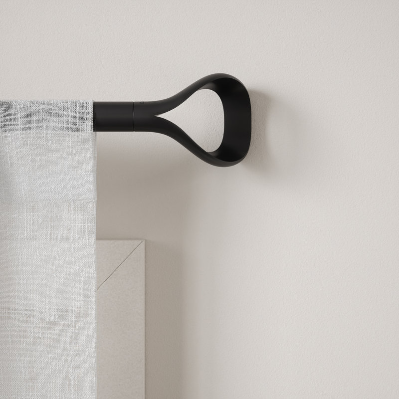 Matte Black Adjustable Loop Curtain Rod 42-120 Inch
