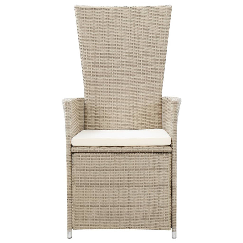 Chaise de patio inclinable avec coussins, Beige