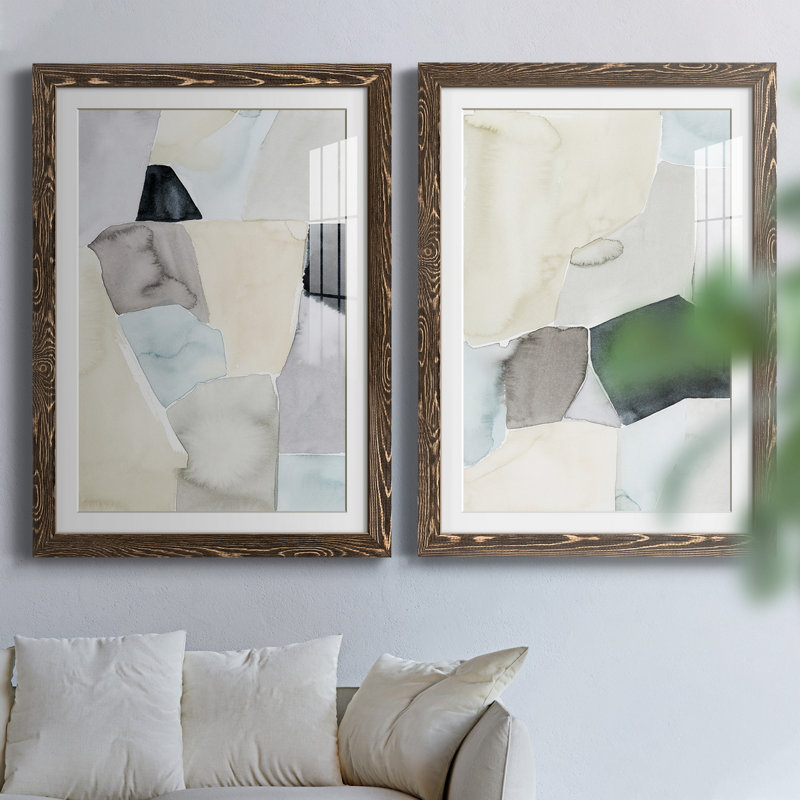 Toile encadrée Tectonic, H 31,5 po x l 47 po x P 1,5 po, Papier, cadre noyer, Blanc
