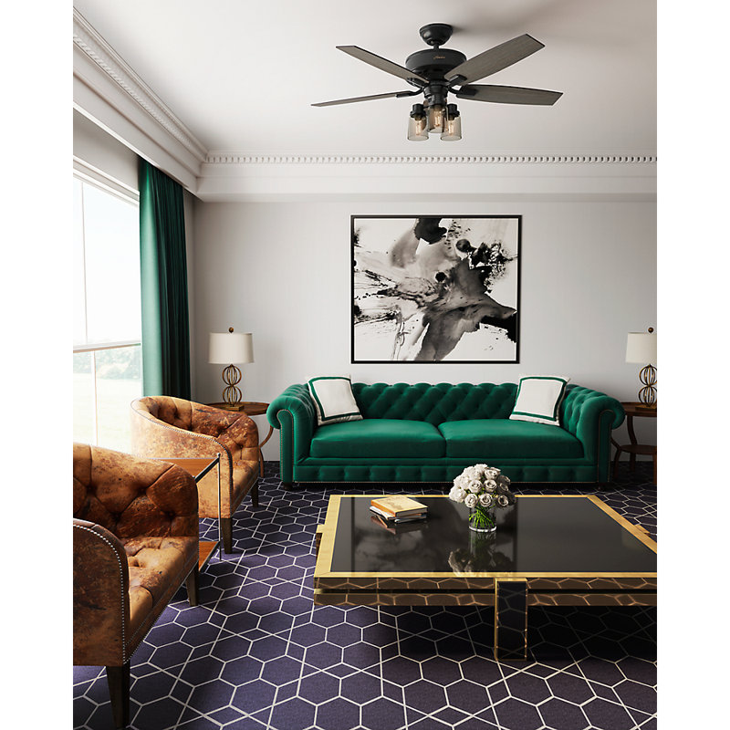 Bennett 52" Matte Black Modern Ceiling Fan with LED Light and Remote