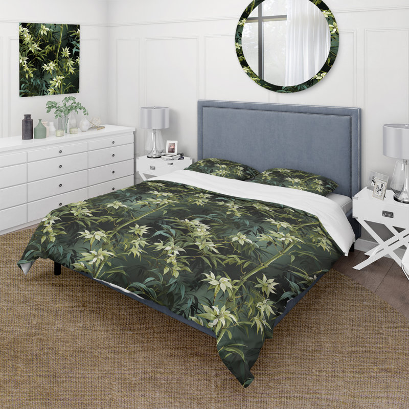 Bamboo Bliss - Ensemble de housse de couette oriental - Polyester microfibre