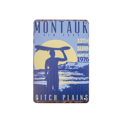 1976 Montauk New York Surf Contest Metal Sign Surfing Bedroom Door Decor Beach House Wall Art