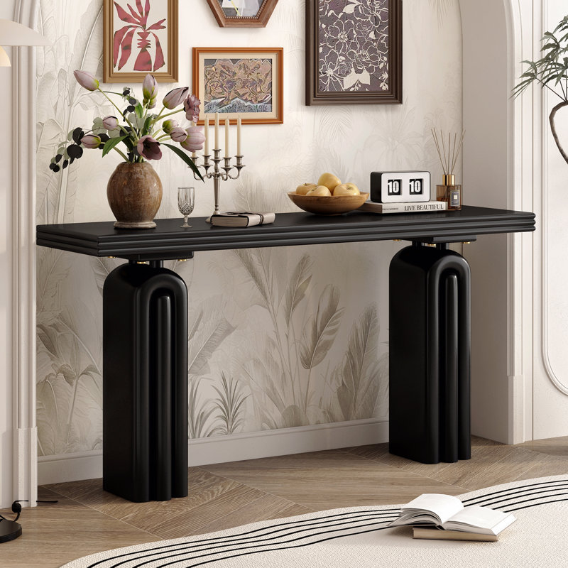 Console chic, élégante et luxueuse en placage d'acacia