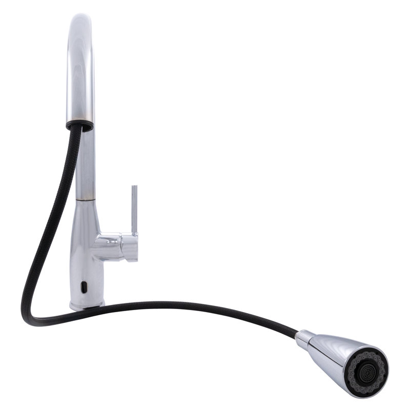 Robinet de cuisine à capteur sans contact 1,5 po sans plaque de finition FlowCurve en chrome poli