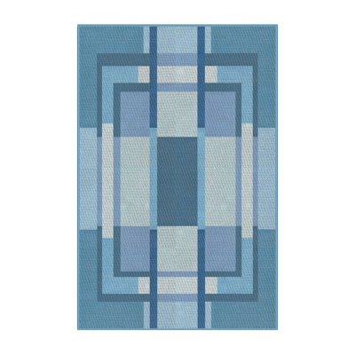 Tapis géométrique bleu ciel