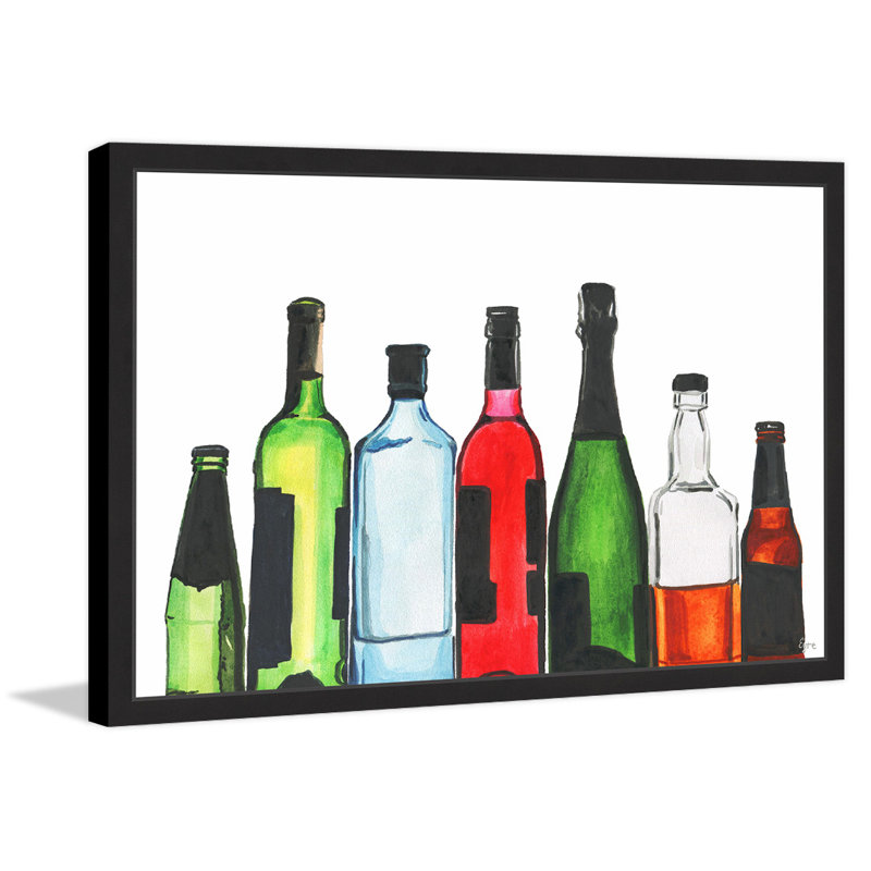 «Open Bar», reproduction de peinture à l'aquarelle encadrée, H 12 po x l 18 po x P 1,5 po