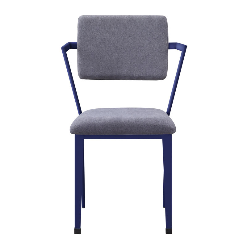 Grey And Blue Open Back Upholstered Office Chair, Blue