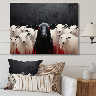Troupeau de moutons noir et blanc - impressions encadrées de moutons