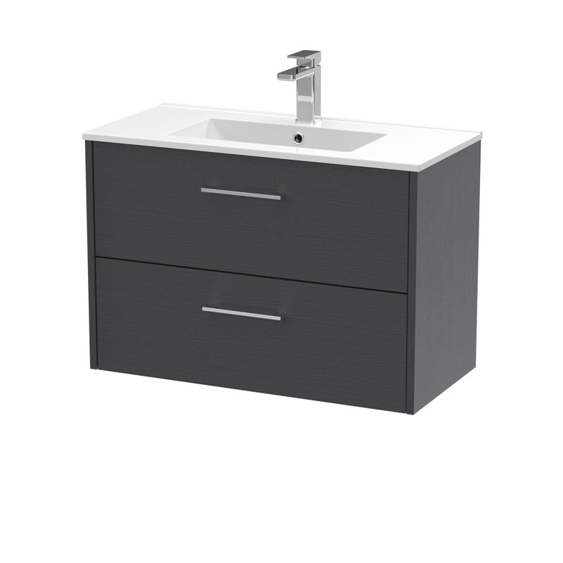 Juno 800mm Single Bathroom Vanity with Integrated Vitreous China Basin, Graphite Grey