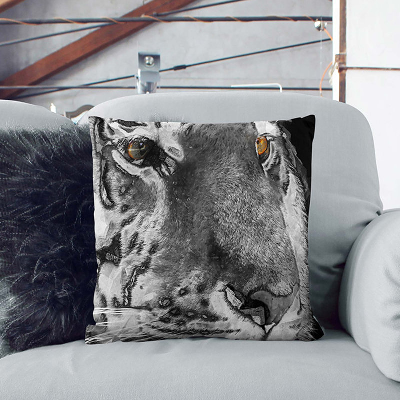 Eyes of the Tiger Cushion with Filling, White, 45cm H x 45cm W x 15cm D