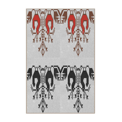 Tapis jaune/rose à motifs