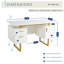Bureau blanc et doré pour bureau avec tiroirs et rangement, l 51,25 po