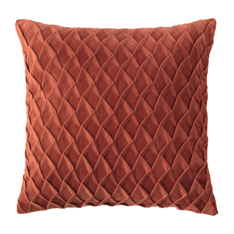 Rust Textured Velvet 18" x 18" Throw Pillow Cover