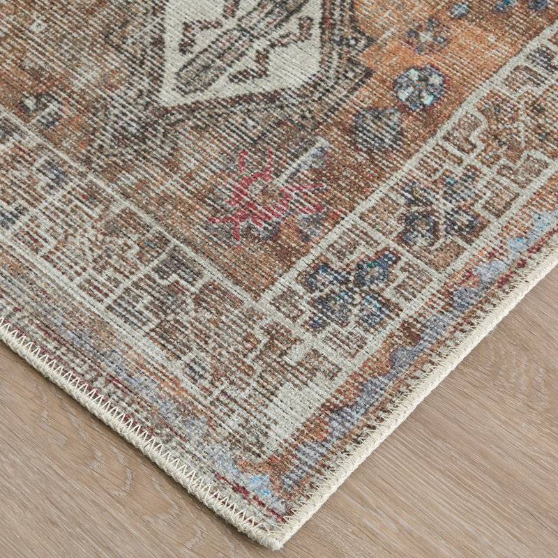 Tapis oriental brun / ivoire / gris Vincenta, Rectangle 7 pi 10 po x 9 pi 10 po
