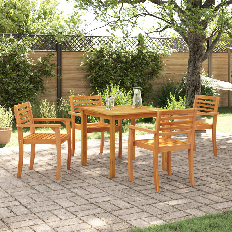 Garden Dining Set 5 Pcs Brown 75 Cm, 75cm H x 85cm W x 85cm D