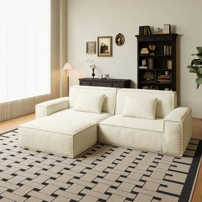 106.3 Inch Large Striped Compression Sofa